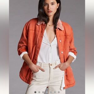 Anthropologie Pilcro Sherpa Shirt Jacket size XL euc